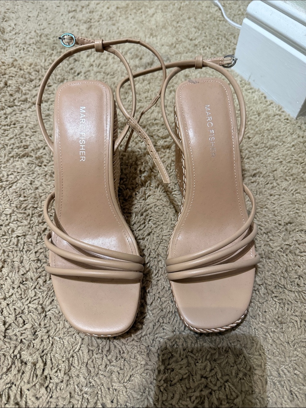 Marc Fisher Blush Strappy Square-Toe Sandals